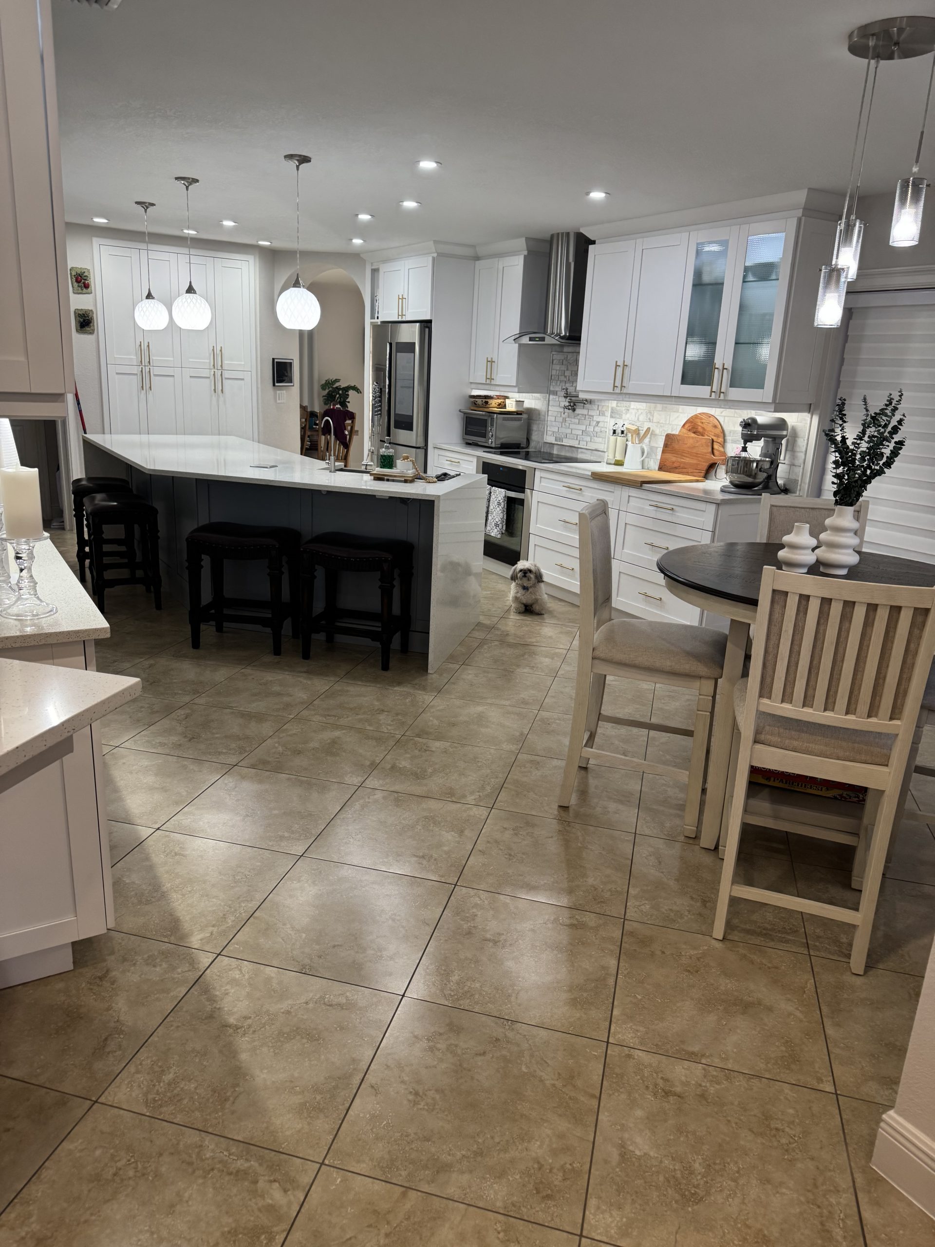 Side view of recently remodeled kitchen